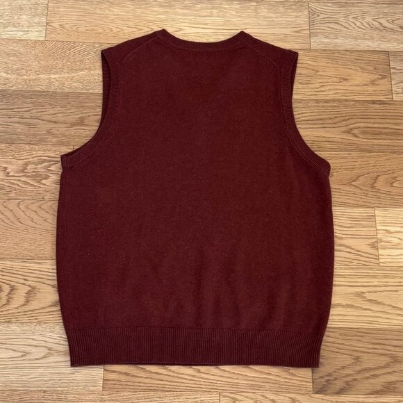 Vintage Y2K Mens L.L. Bean Sweater Vest Dark Red Burgundy Size Large Lambs Wool - Picture 3 of 4